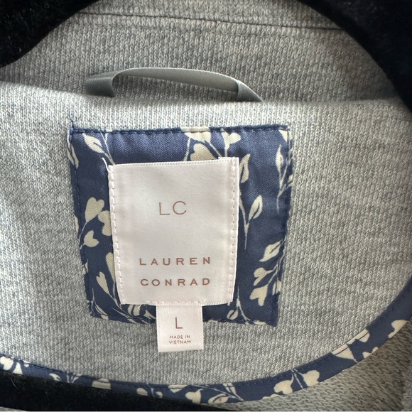 LC Lauren Conrad Heather Gray Asymmetrical Zip Puffed-Sleeve Moto Jacket, Large - Picture 5 of 6